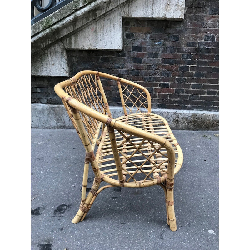 Vintage Rattan bench - 1960s