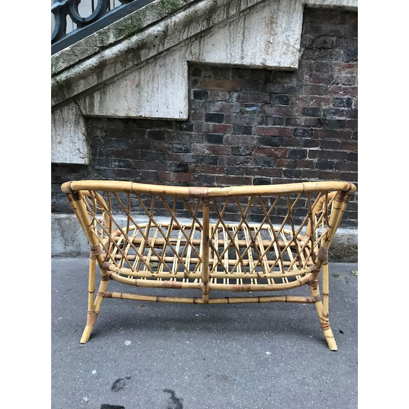 Vintage Rattan bench - 1960s