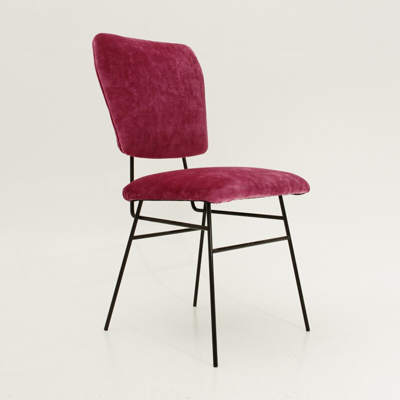 Italian pink velvet chair - 1950s