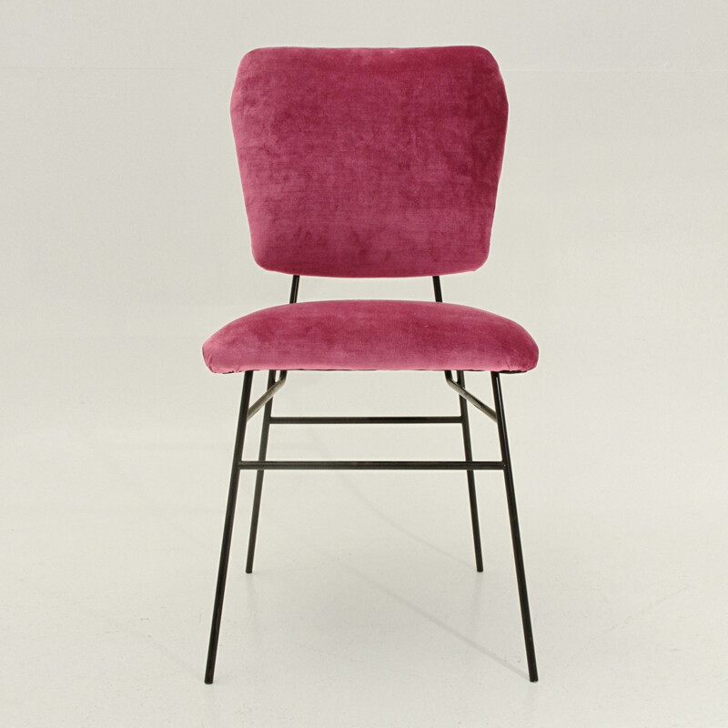 Italian pink velvet chair - 1950s