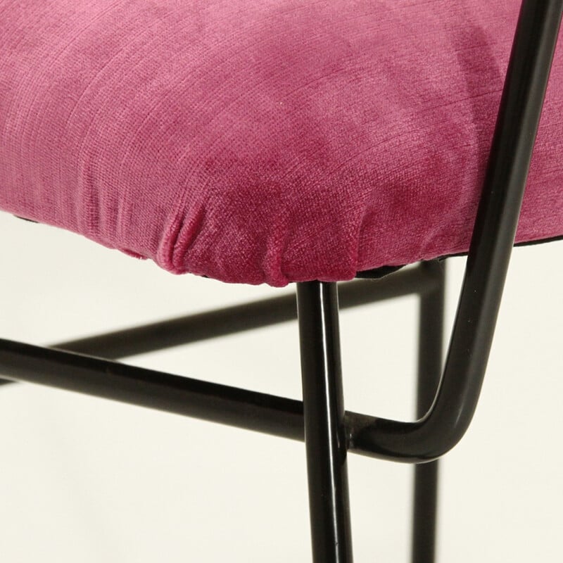 Italian pink velvet chair - 1950s