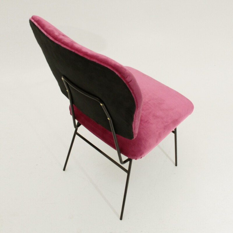 Chaise en velours rose italien - 1950