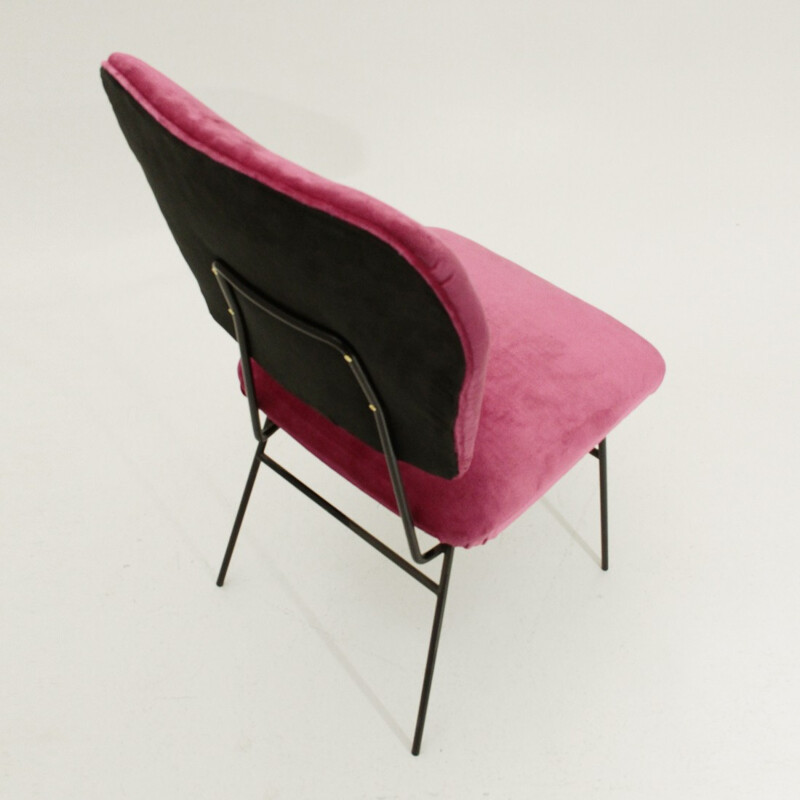 Italian pink velvet chair - 1950s