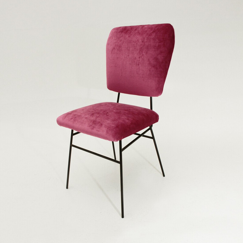 Italian pink velvet chair - 1950s