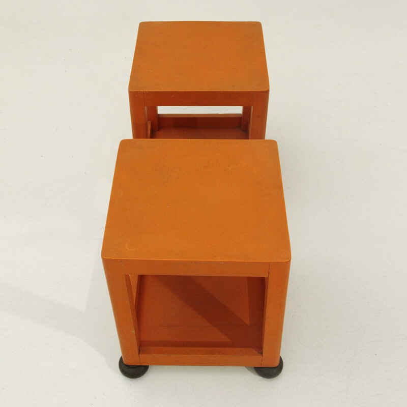 Orange square bed side tables - 1960s