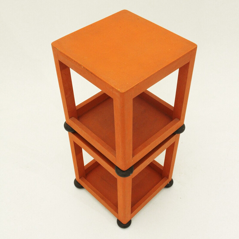 Orange square bed side tables - 1960s