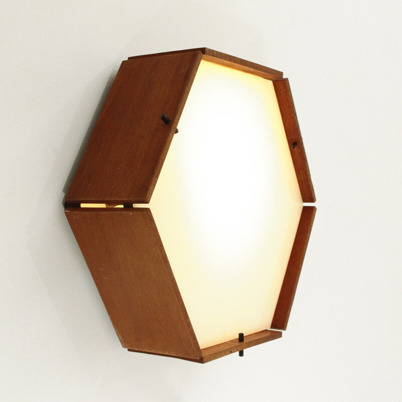 Vintage italian hexagonal wall lamp - 1950s