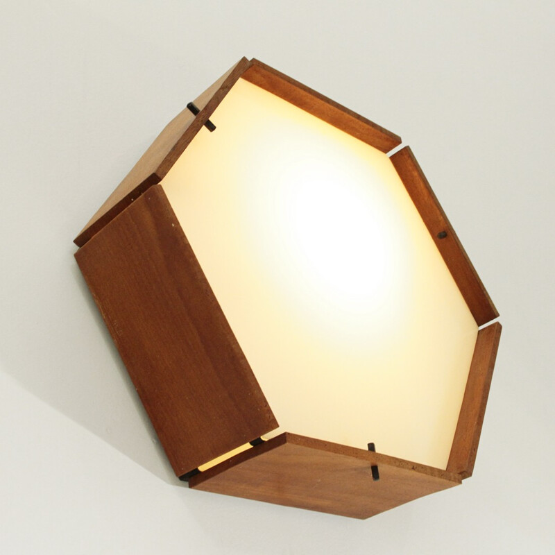 Vintage italian hexagonal wall lamp - 1950s