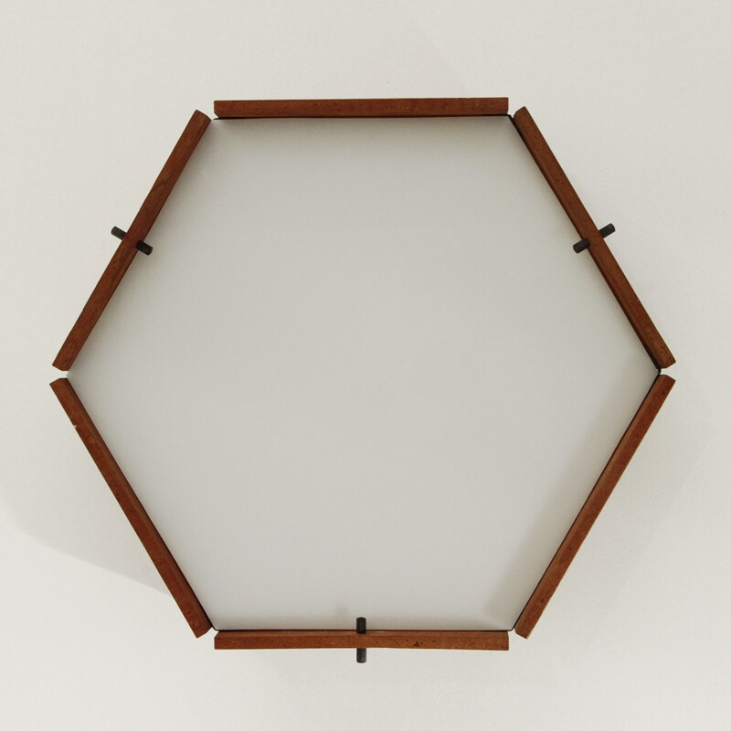 Vintage italian hexagonal wall lamp - 1950s