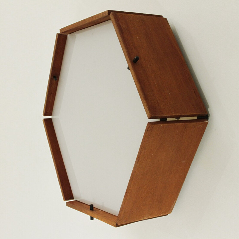 Vintage italian hexagonal wall lamp - 1950s