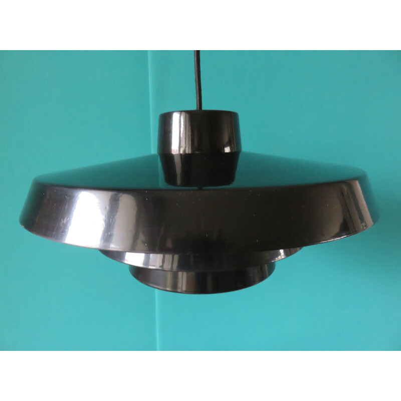 Pendant lamp "Jeka" in black enamelled metal - 1980s