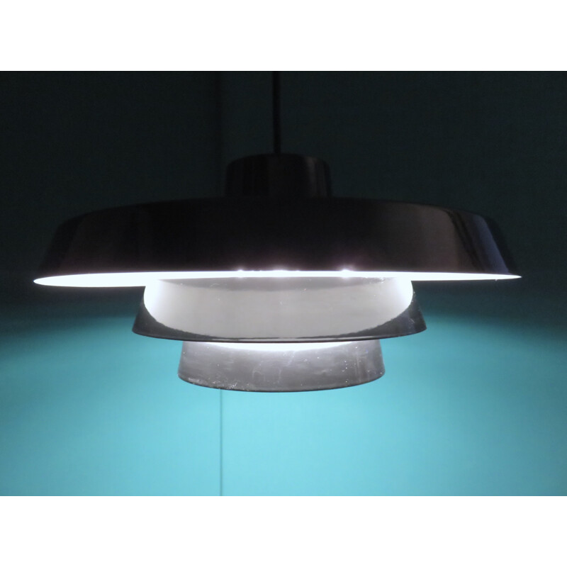 Pendant lamp "Jeka" in black enamelled metal - 1980s