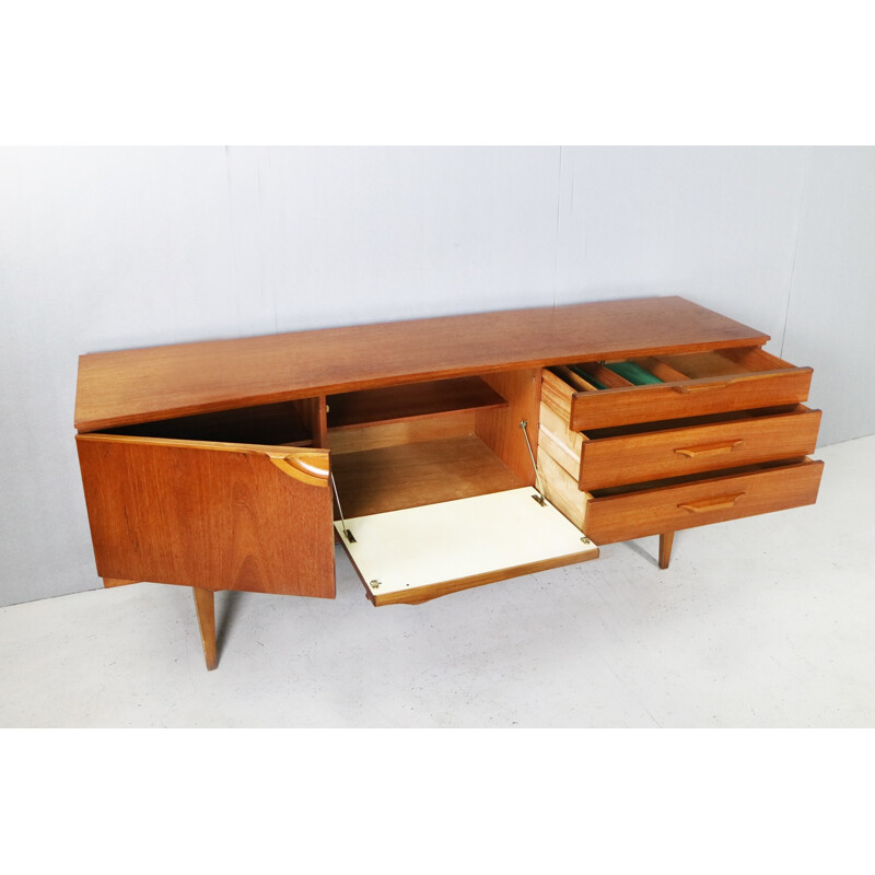 Vintage english curved front teak sideboard by Beautility - 1970s