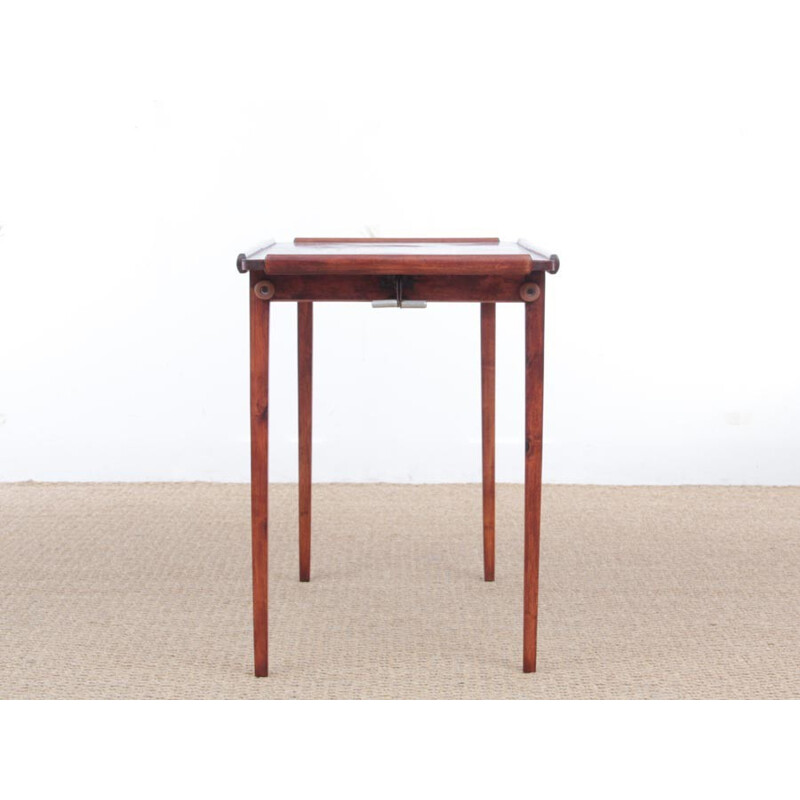 Table d'appoint pliante scandinave en acajou - 1950