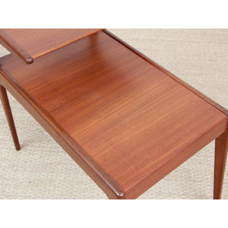 Table d'appoint scandinave en teck à double plateau - 1960