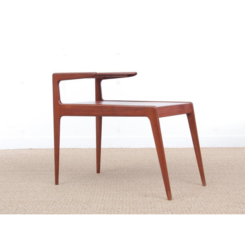 Table d'appoint scandinave en teck à double plateau - 1960