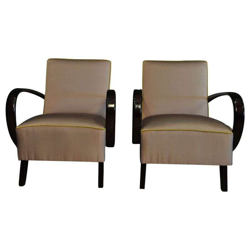 Pair of mauve armchairs, Jindrich HALABALA - 1940s