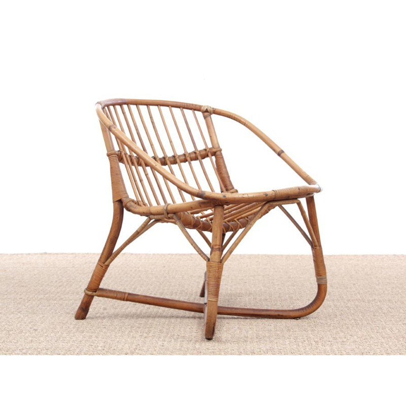 Scandinavian rattan easy chair - 1950s