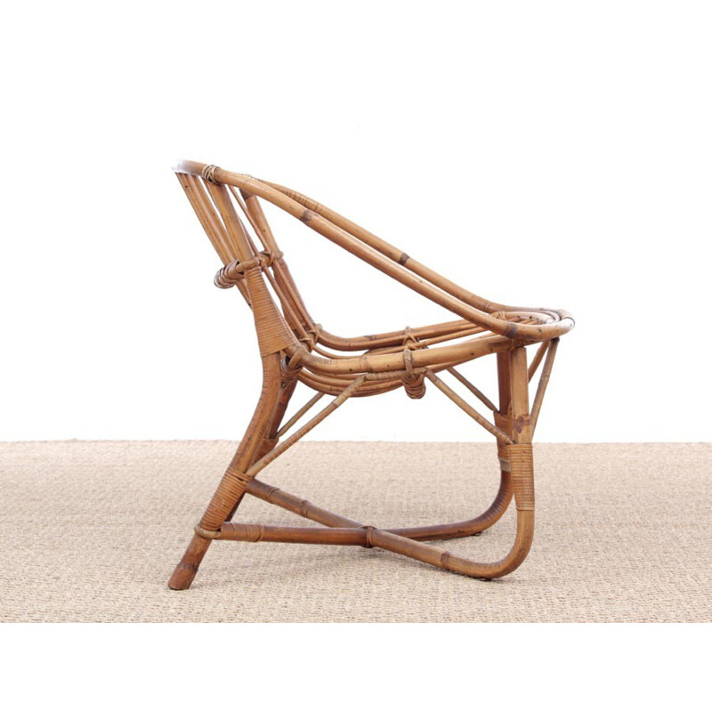 Scandinavian rattan easy chair - 1950s