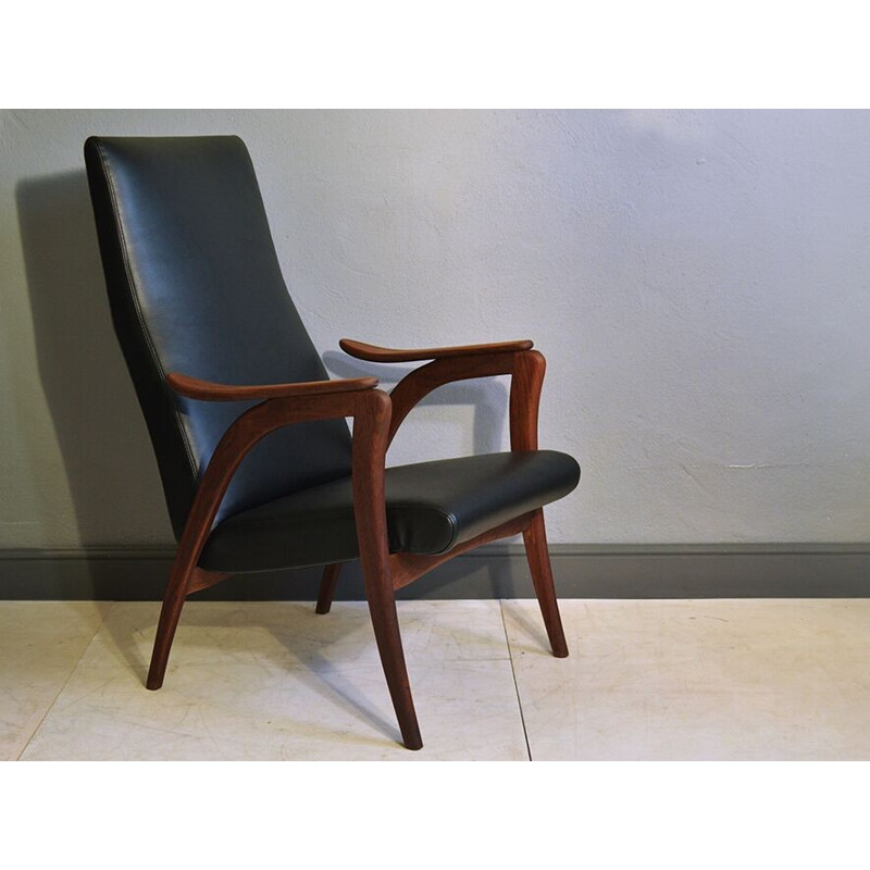 Vintage dutch teak armchair - 1960s