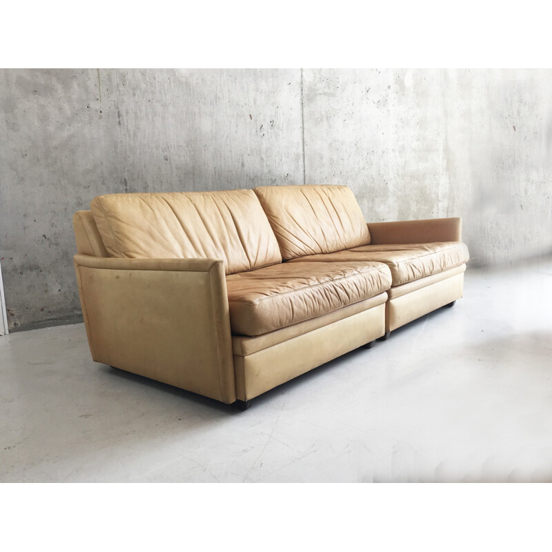 Vintage swedish modular sofa by Dux with original leather - 1970s