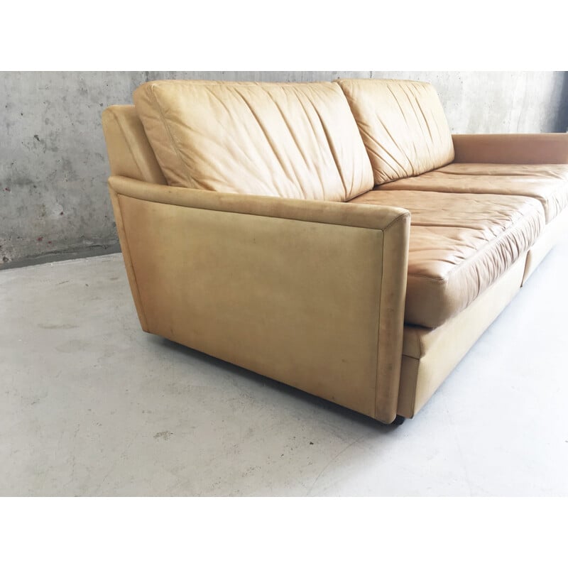 Vintage swedish modular sofa by Dux with original leather - 1970s