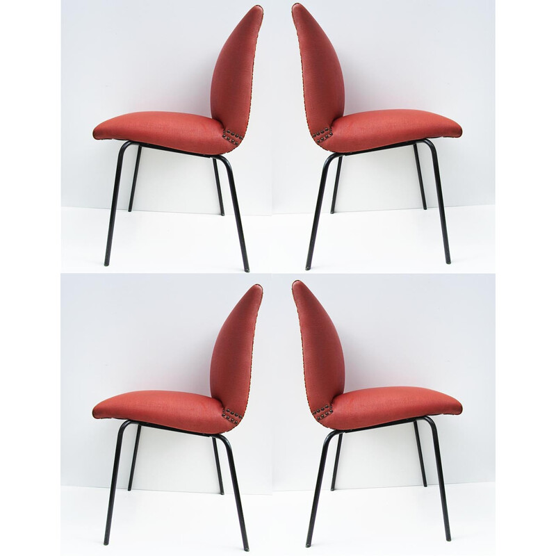 Set of 4 leatherette chairs by Pierre Guariche for Meurop - 1960s