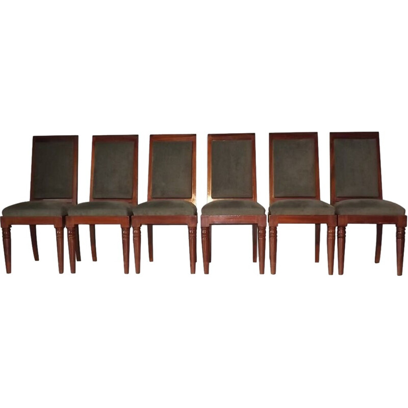 Set of 6 mahogany art deco chairs by Gaston Poisson - 1930