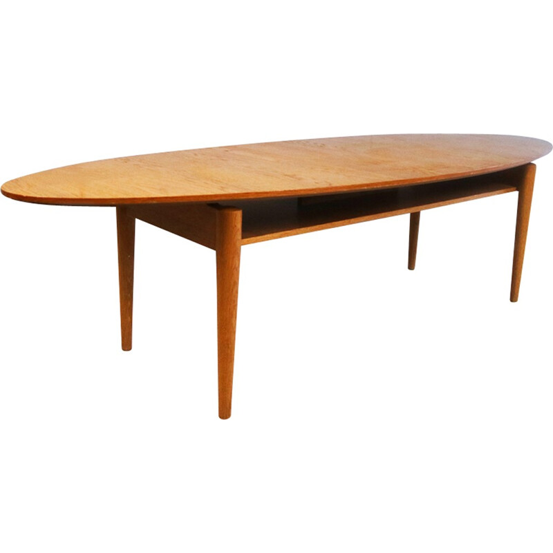 Vintage very long ellipse shaped coffee table - 1970s