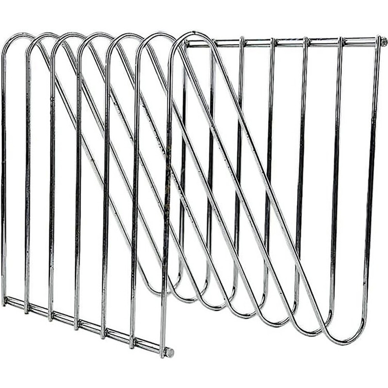 Vintage chrome-plated steel magazine rack by Arnal, 1970