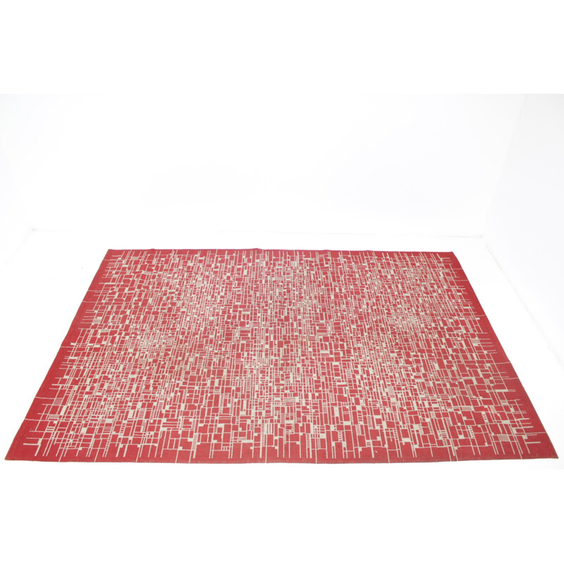 Vintage modernist geometric rug, Czech Republic 1950