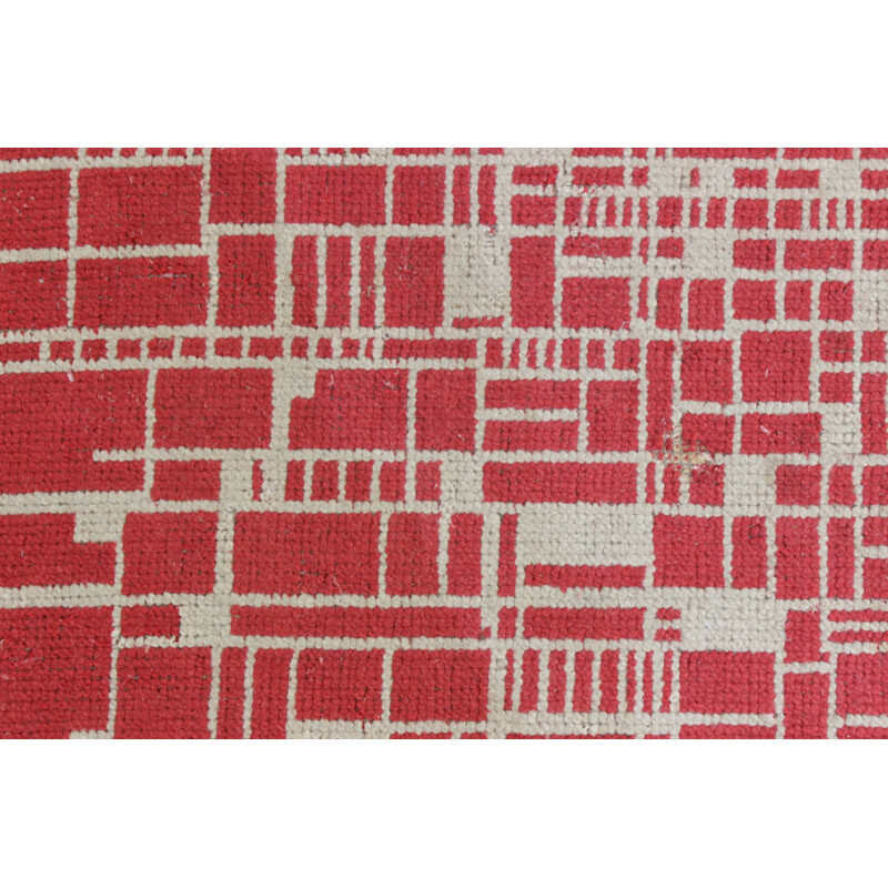 Vintage modernist geometric rug, Czech Republic 1950