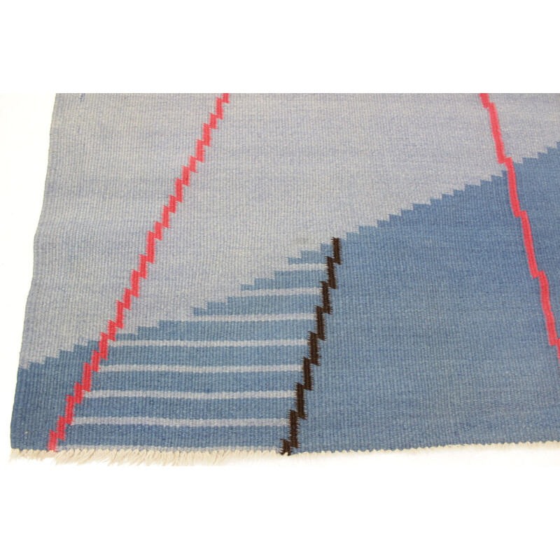 Vintage modernist geometric Kilim rug by Antonín Kybal, Czech Republic 1950