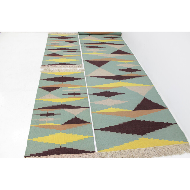 Set di tre tappeti geometrici modernisti vintage di A. Kybal, Cecoslovacchia 1960