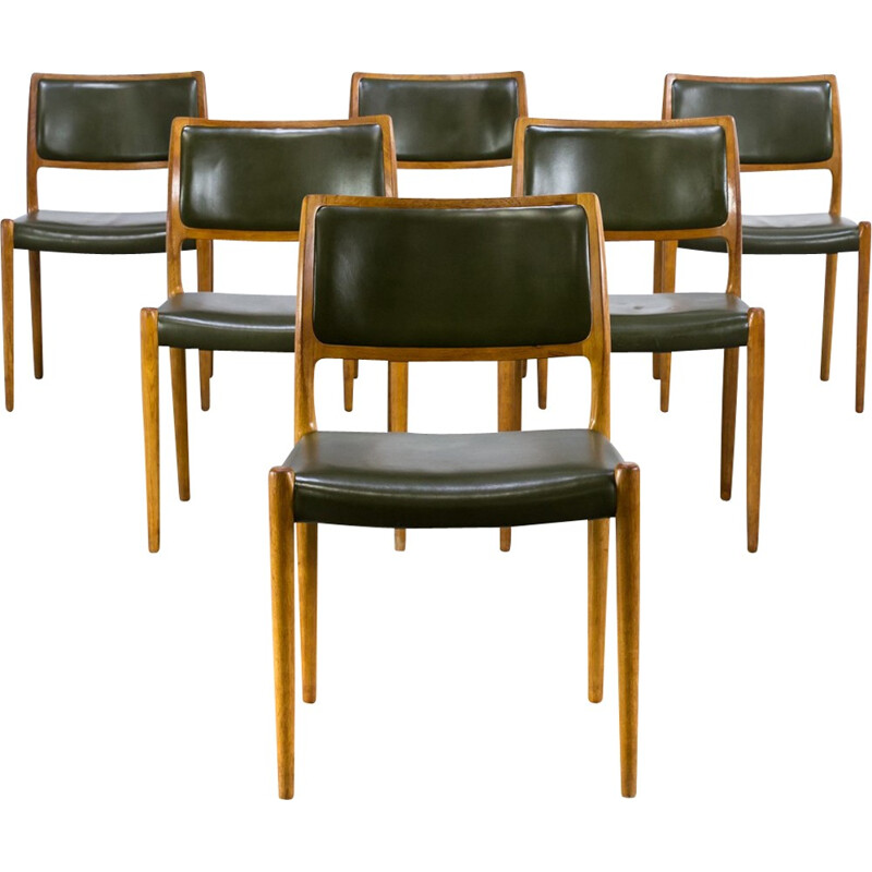 Set of 6 chairs model 80 by Niels Otto Mollerfor J.L. Møllers - 1960s