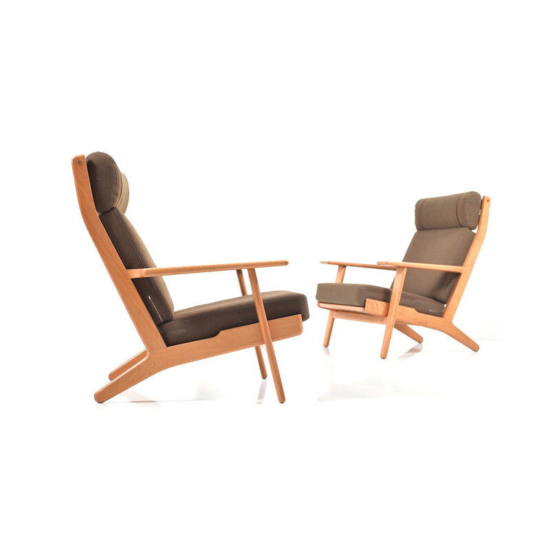 Pair of GE-290 Highback Lounge Chairs in Teak by Hans J. Wegner - 1960s