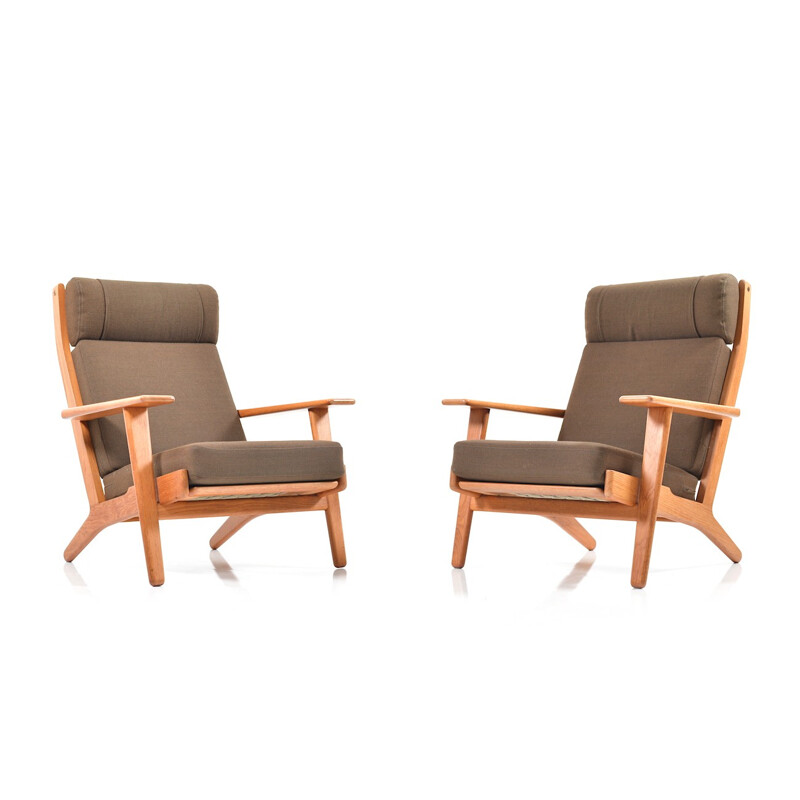 Pair of GE-290 Highback Lounge Chairs in Teak by Hans J. Wegner - 1960s