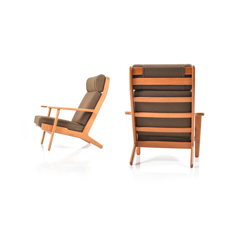 Pair of GE-290 Highback Lounge Chairs in Teak by Hans J. Wegner - 1960s