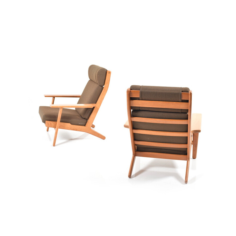 Pair of GE-290 Highback Lounge Chairs in Teak by Hans J. Wegner - 1960s