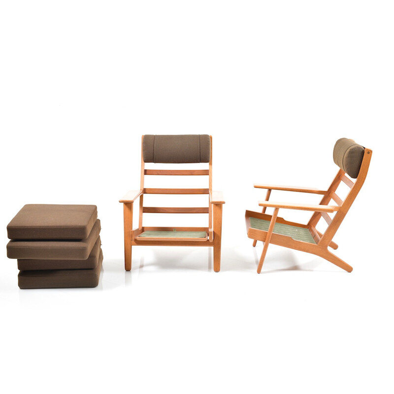 Pair of GE-290 Highback Lounge Chairs in Teak by Hans J. Wegner - 1960s