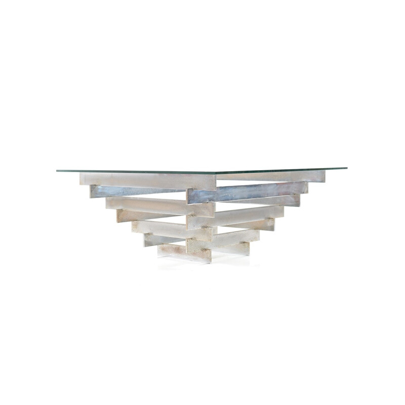 Chromed Glass Coffee Table by Zaruch Limited England - 1970s
