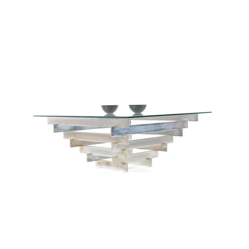 Chromed Glass Coffee Table by Zaruch Limited England - 1970s