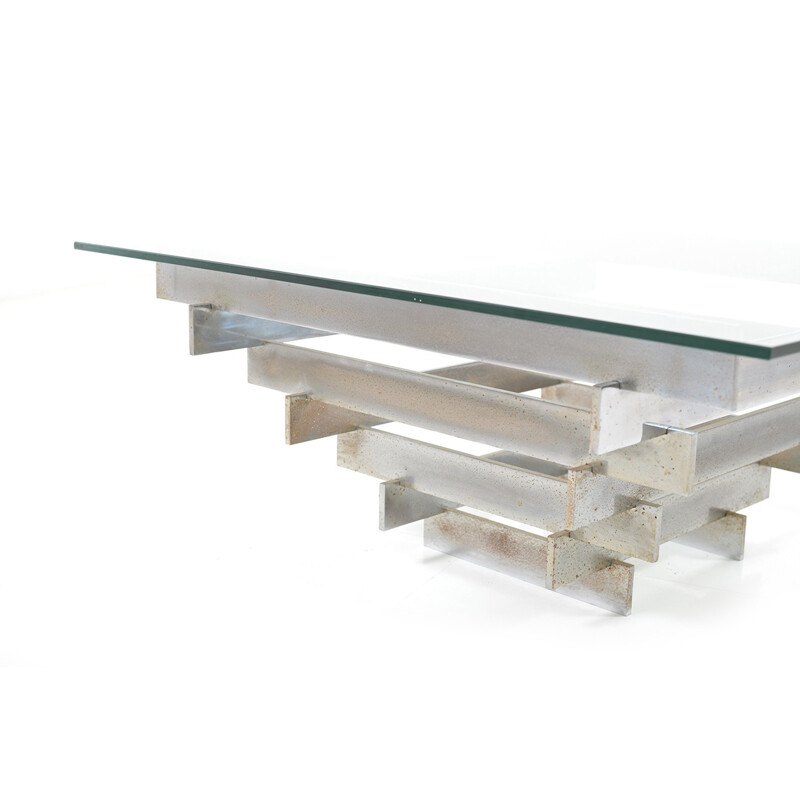 Chromed Glass Coffee Table by Zaruch Limited England - 1970s