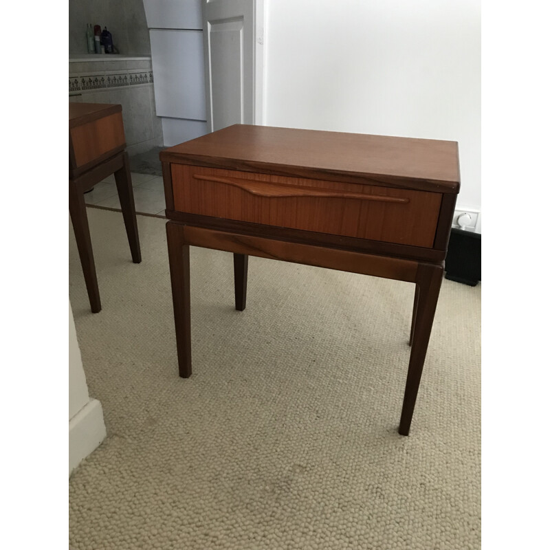 Pair of vintage scandinavian teak nightstands - 1960s