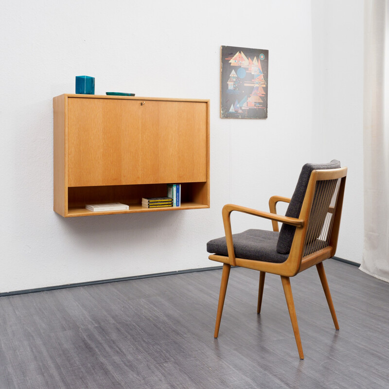 Wall bureau in light oak - 1960s