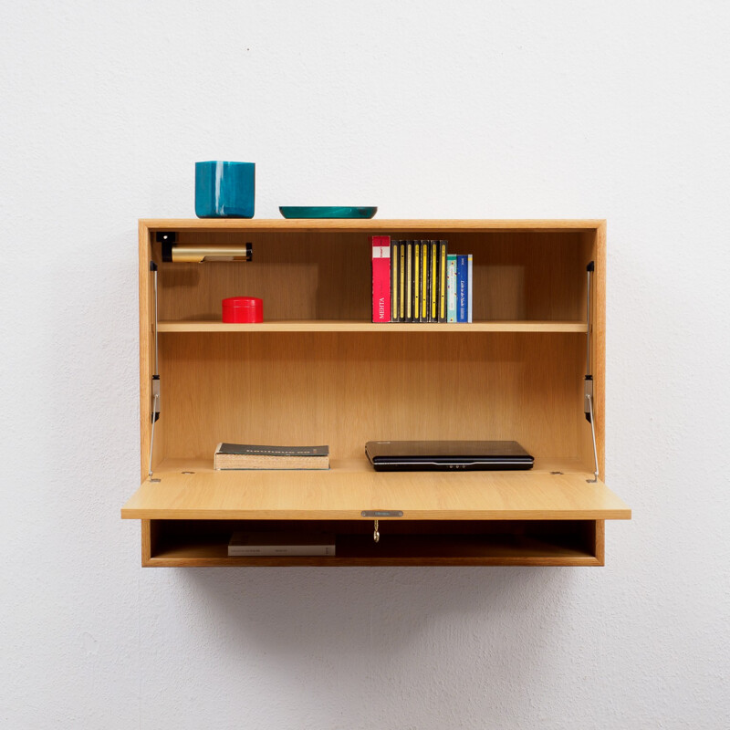 Wall bureau in light oak - 1960s