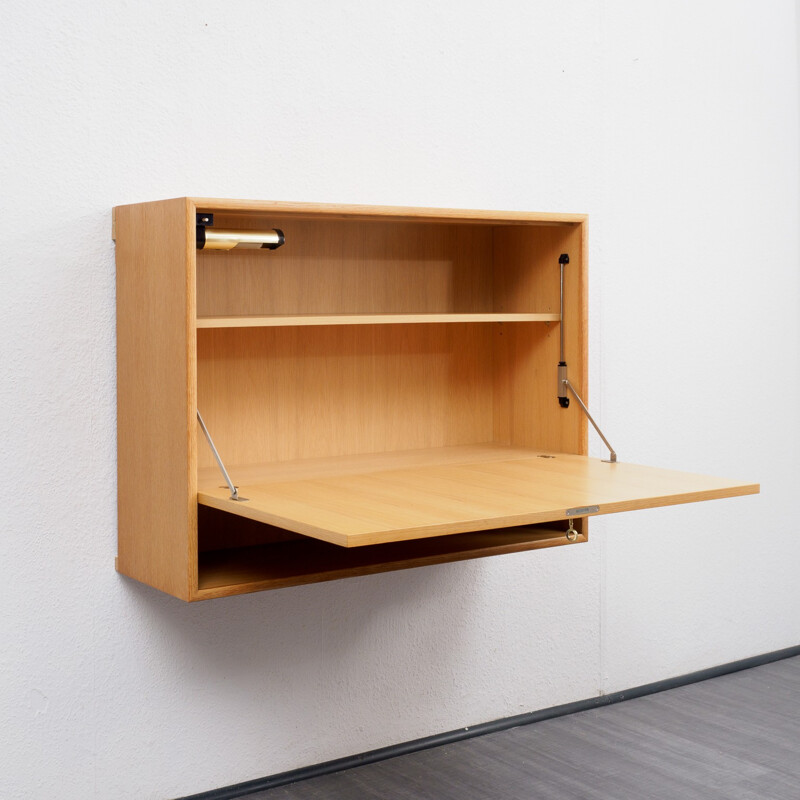 Wall bureau in light oak - 1960s