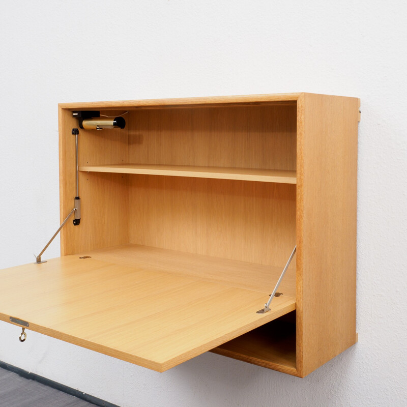 Wall bureau in light oak - 1960s