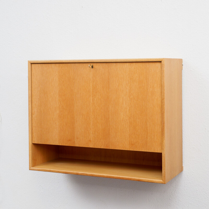 Wall bureau in light oak - 1960s