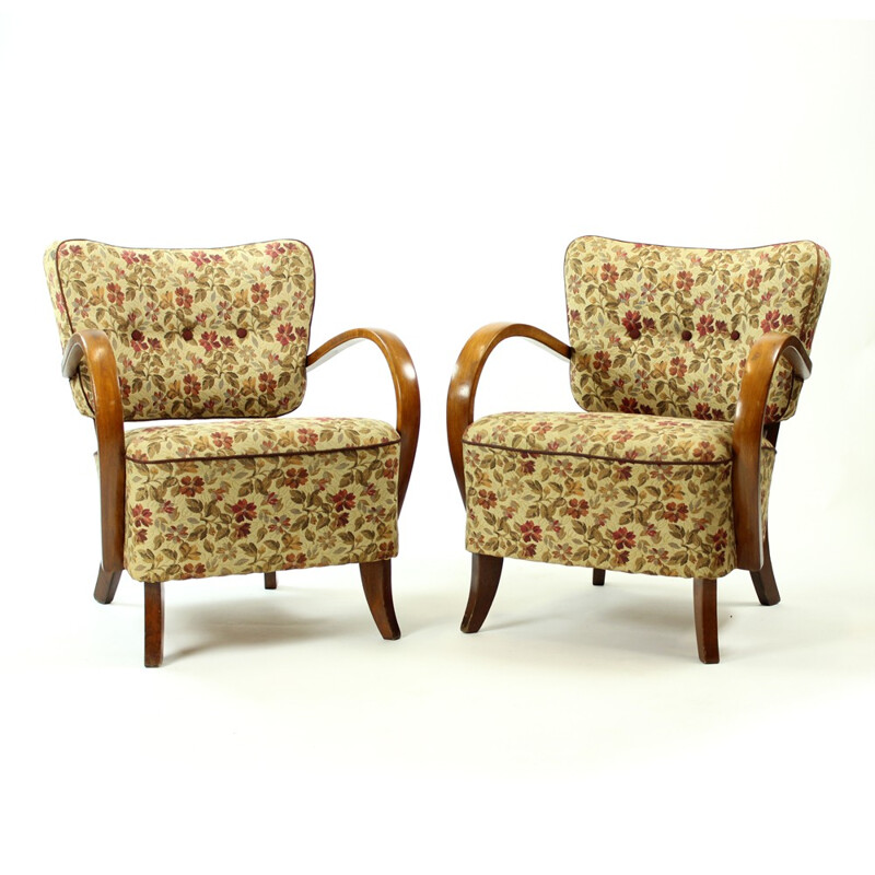 Pair of H237 Armchairs by Jindrich Halabala - 1930s